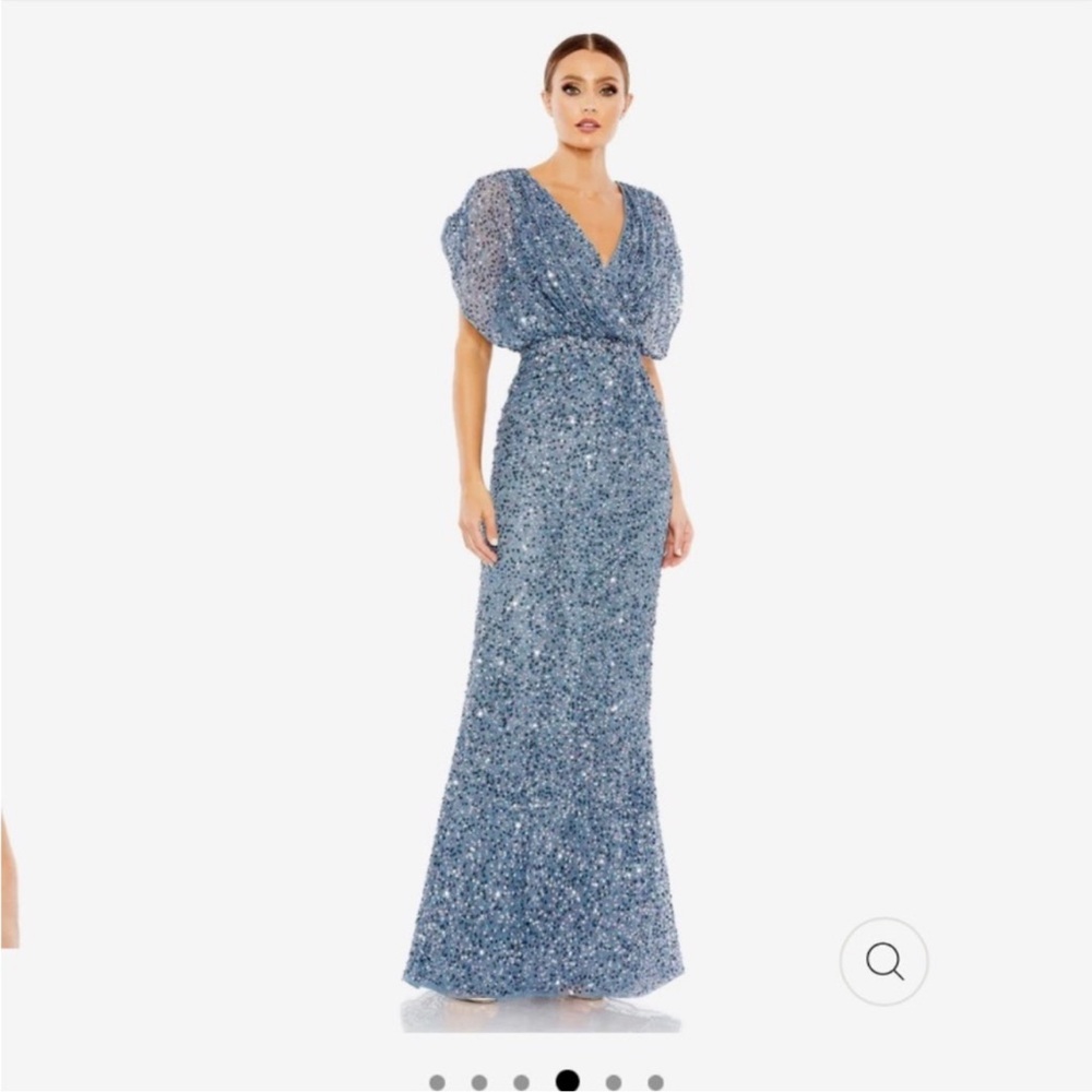 Mother of the bride gown. Mac Duggal Glittering Blue Maxi Dress